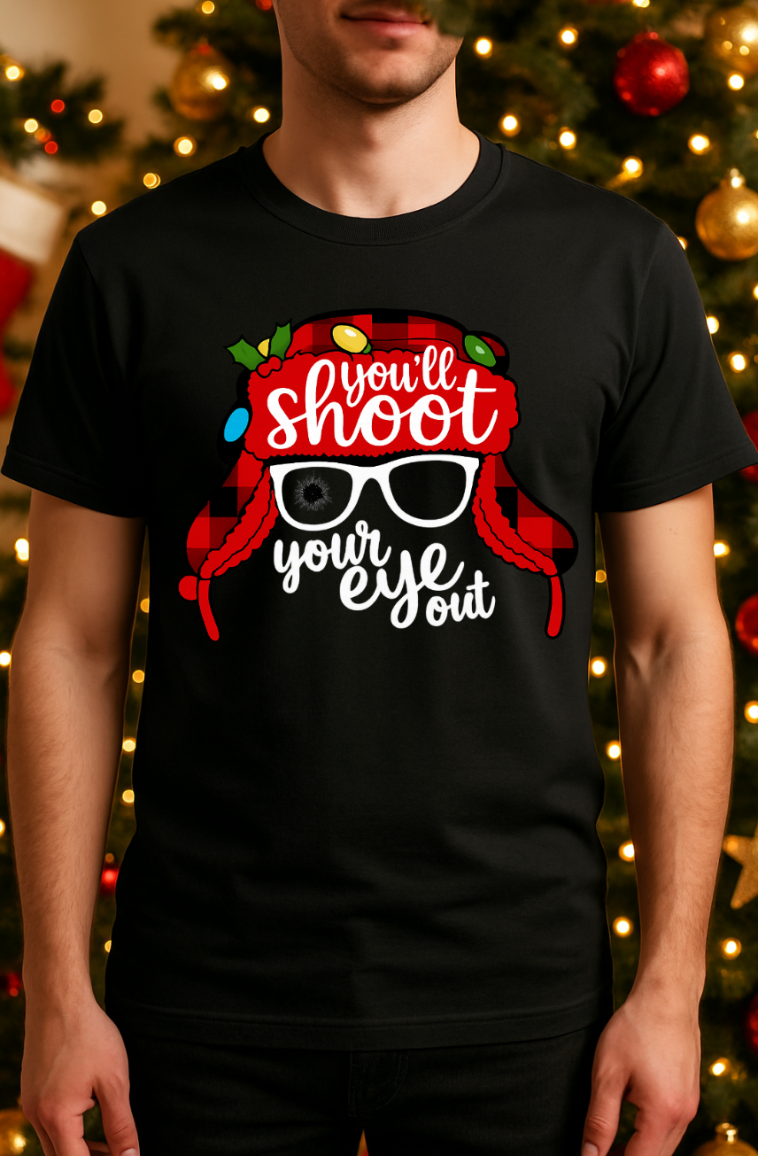 You’ll Shoot Your Eye Out Christmas Shirt – Funny A Christmas Story Tee – Black Bella Canvas Graphic T-Shirt for Men
