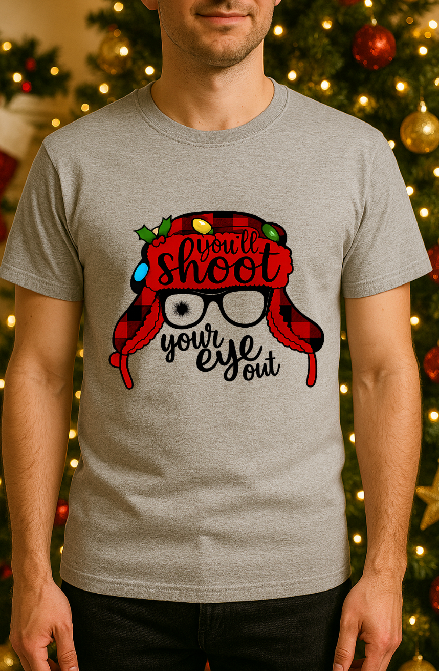 You’ll Shoot Your Eye Out Christmas Shirt – Funny A Christmas Story Tee – Gray Bella Canvas Unisex Holiday Graphic T-Shirt