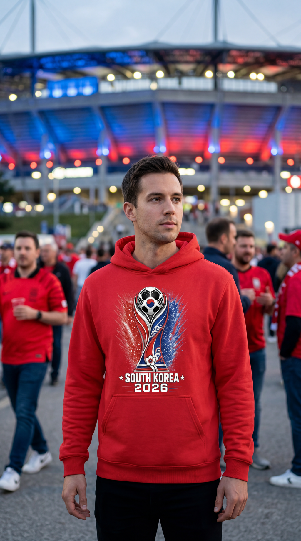 South Korea football fan hoodie at soccer stadium