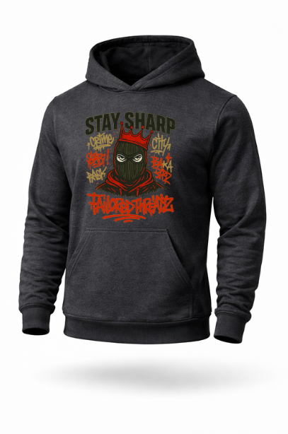 Stay Sharp urban graffiti streetwear hoodie by Tailored Threadz
