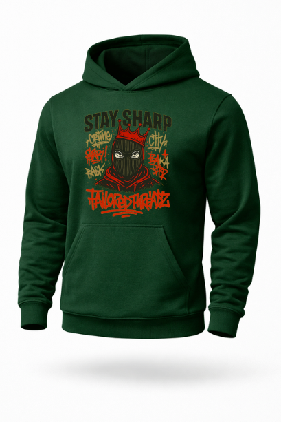 Stay Sharp urban graffiti streetwear hoodie by Tailored Threadz