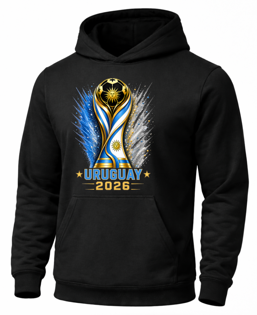Uruguay Soccer Hoodie 2026 black football fan pullover sweatshirt
