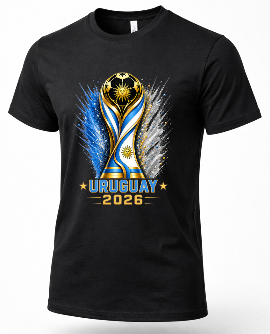 Uruguay Soccer Shirt 2026 black graphic t-shirt for football fans