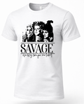 White Savage Hocus Pocus shirt with Sanderson Sisters-inspired graphic
