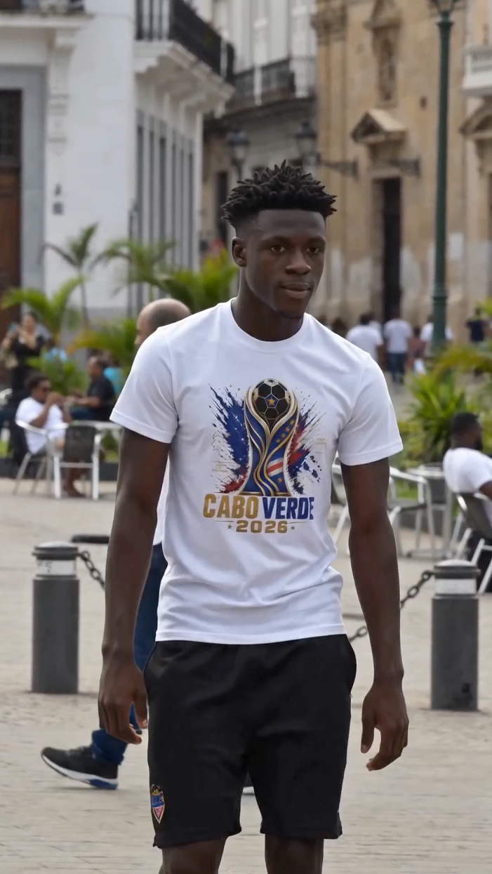 White Cape Verde soccer shirt featuring Cabo Verde football inspired graphic design