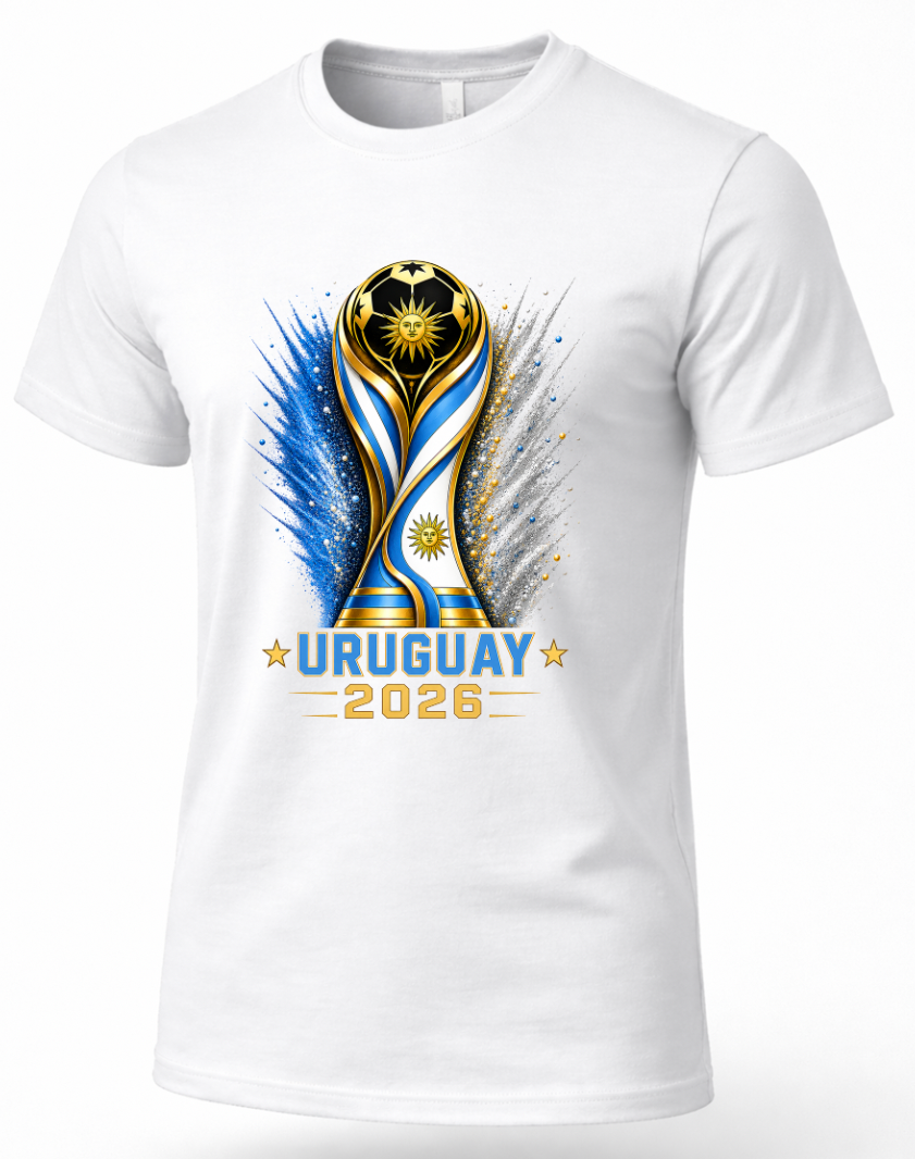 White Uruguay football graphic tee with tournament inspired design