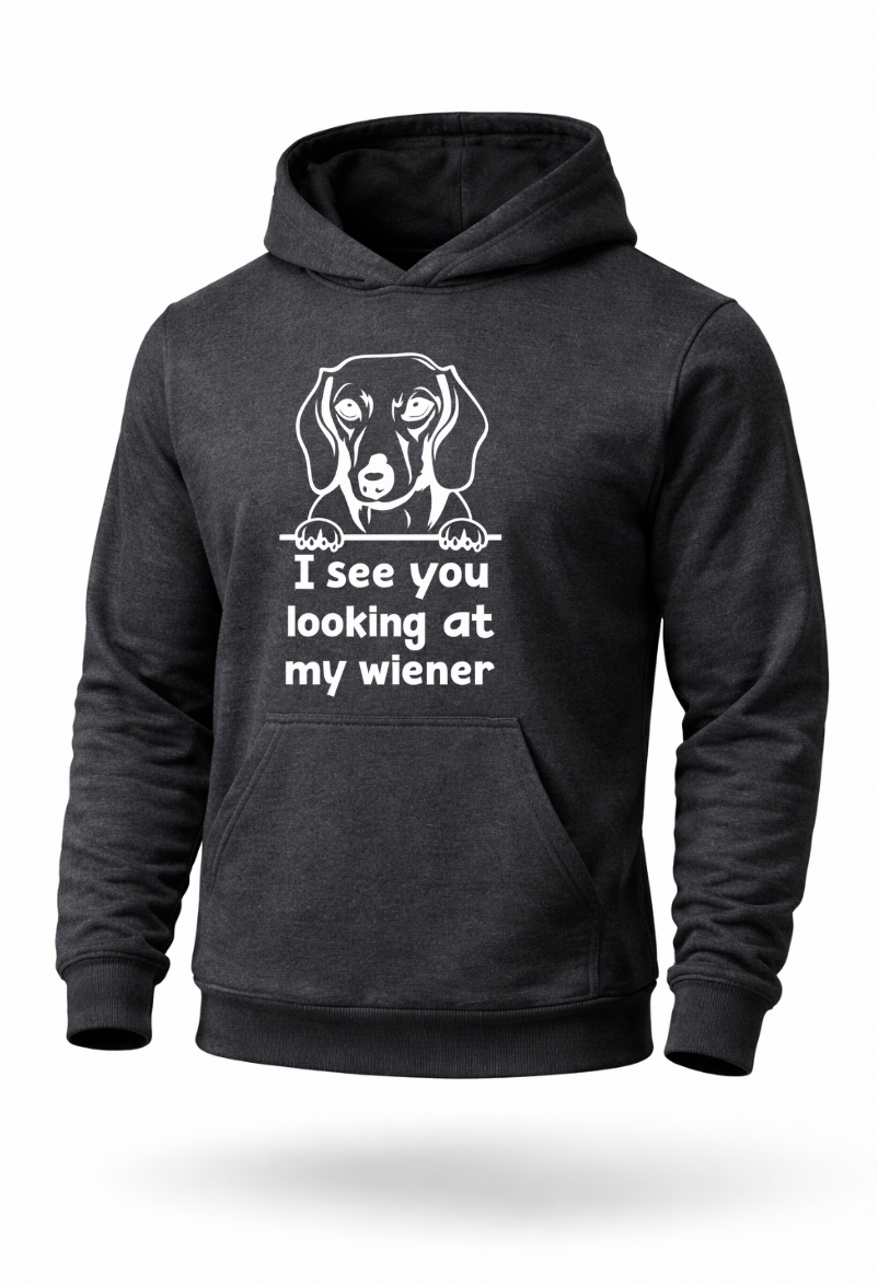 Funny dachshund wiener dog humor hoodie by Tailored Threadz