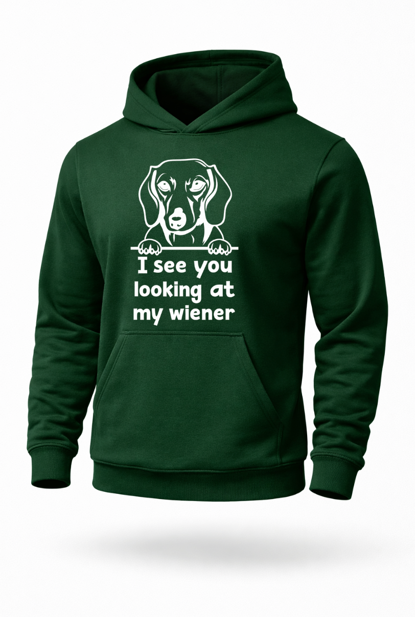 Funny dachshund wiener dog humor hoodie by Tailored Threadz
