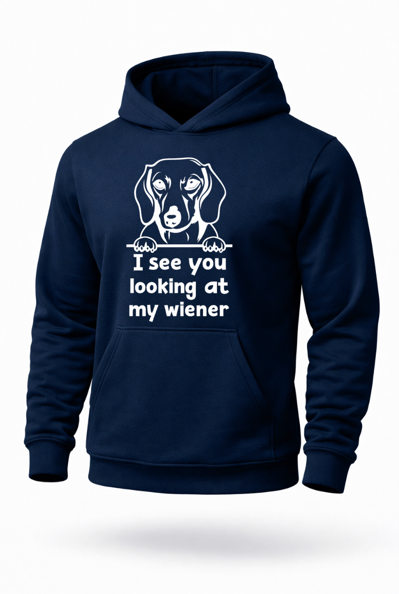 Funny dachshund wiener dog humor hoodie by Tailored Threadz