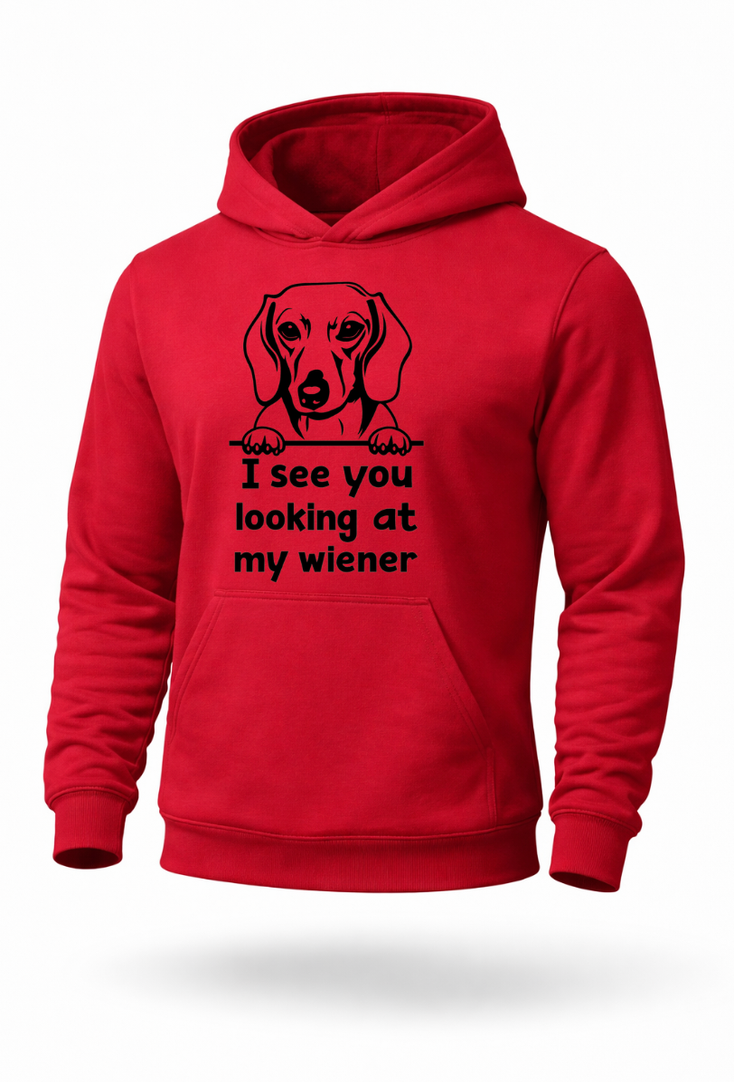 Funny dachshund wiener dog humor hoodie by Tailored Threadz