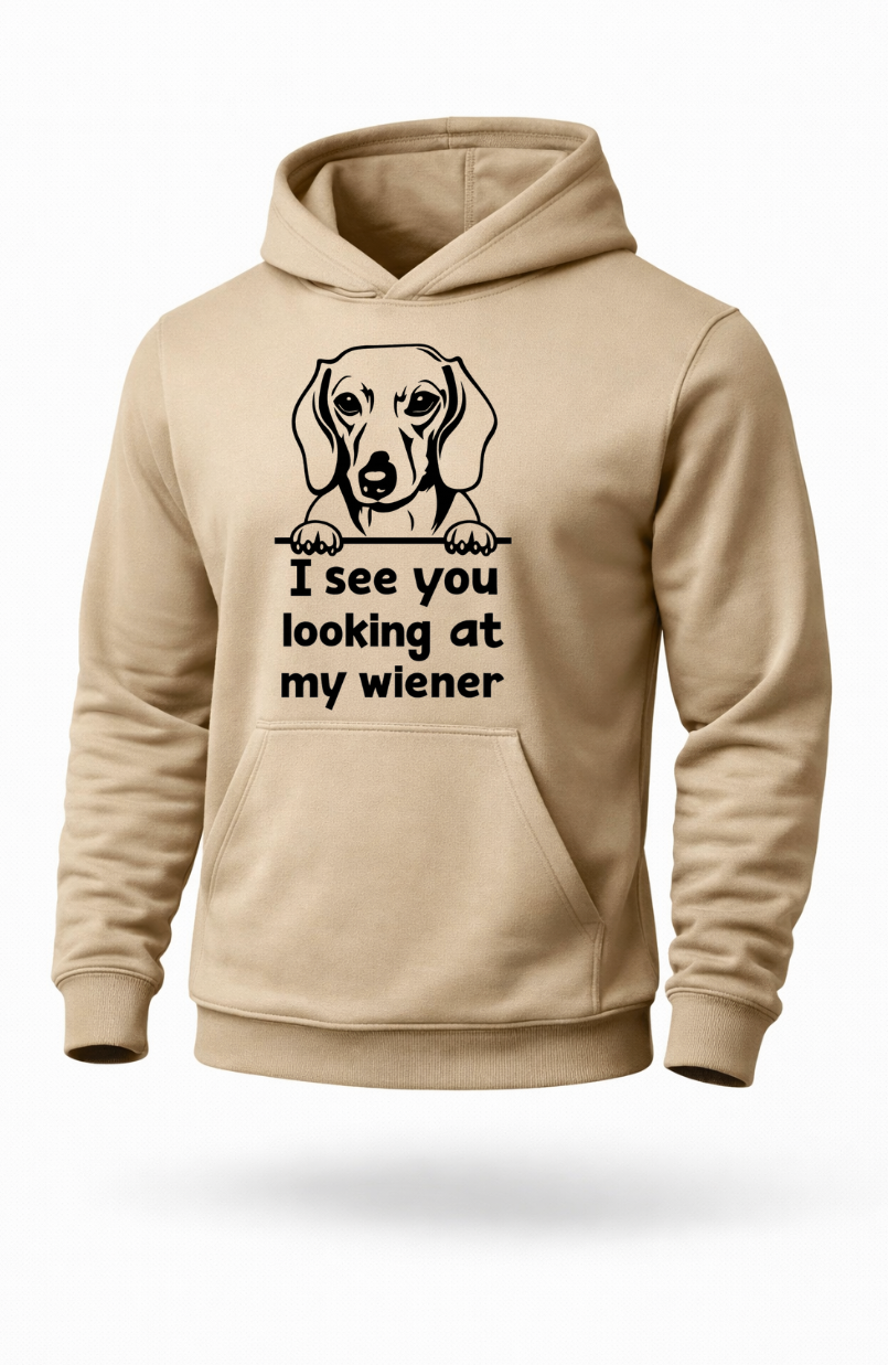 Funny dachshund wiener dog humor hoodie by Tailored Threadz