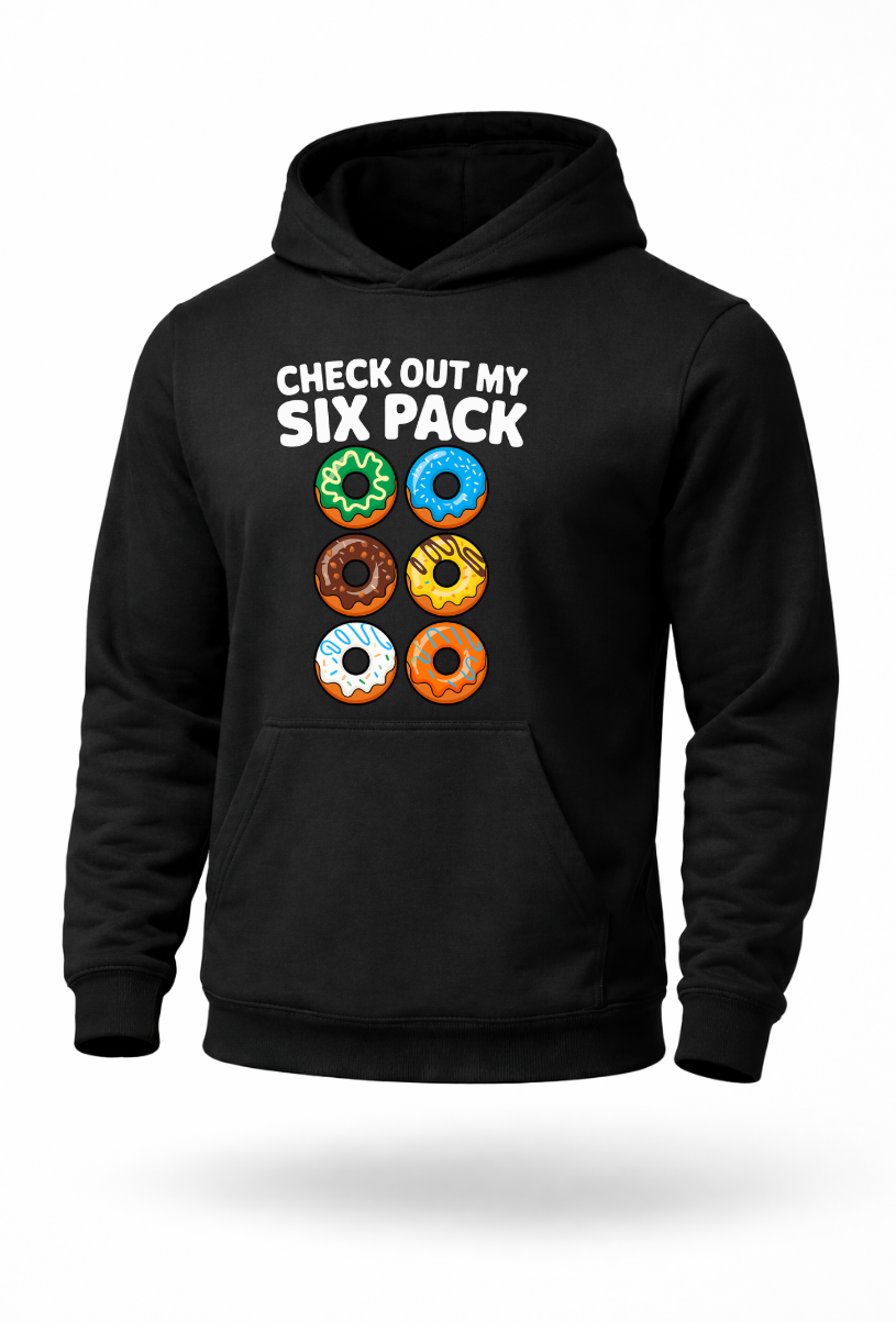 Check Out My Six Pack funny donut graphic hoodie by Tailored Threadz