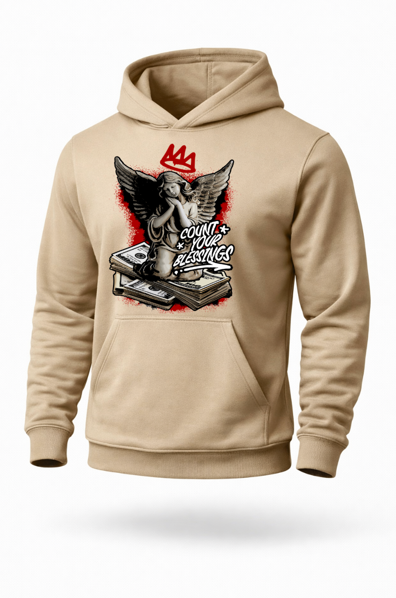 Count Your Blessings angel money motivational streetwear hoodie by Tailored Threadz