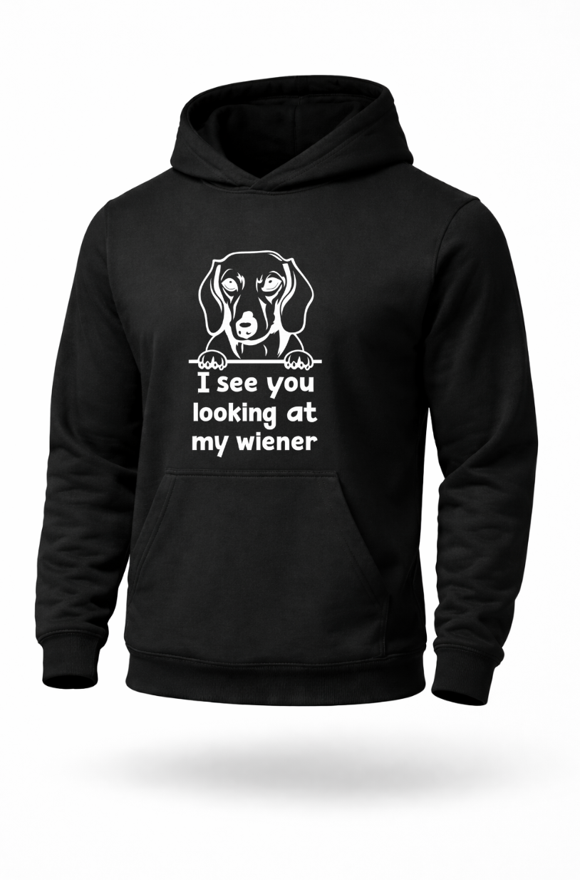 Funny dachshund wiener dog humor hoodie by Tailored Threadz