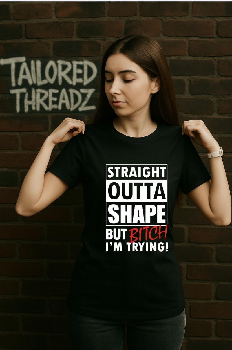 Funny Gym T-Shirt: Straight Outta Shape - Bella+Canvas Unisex Tee