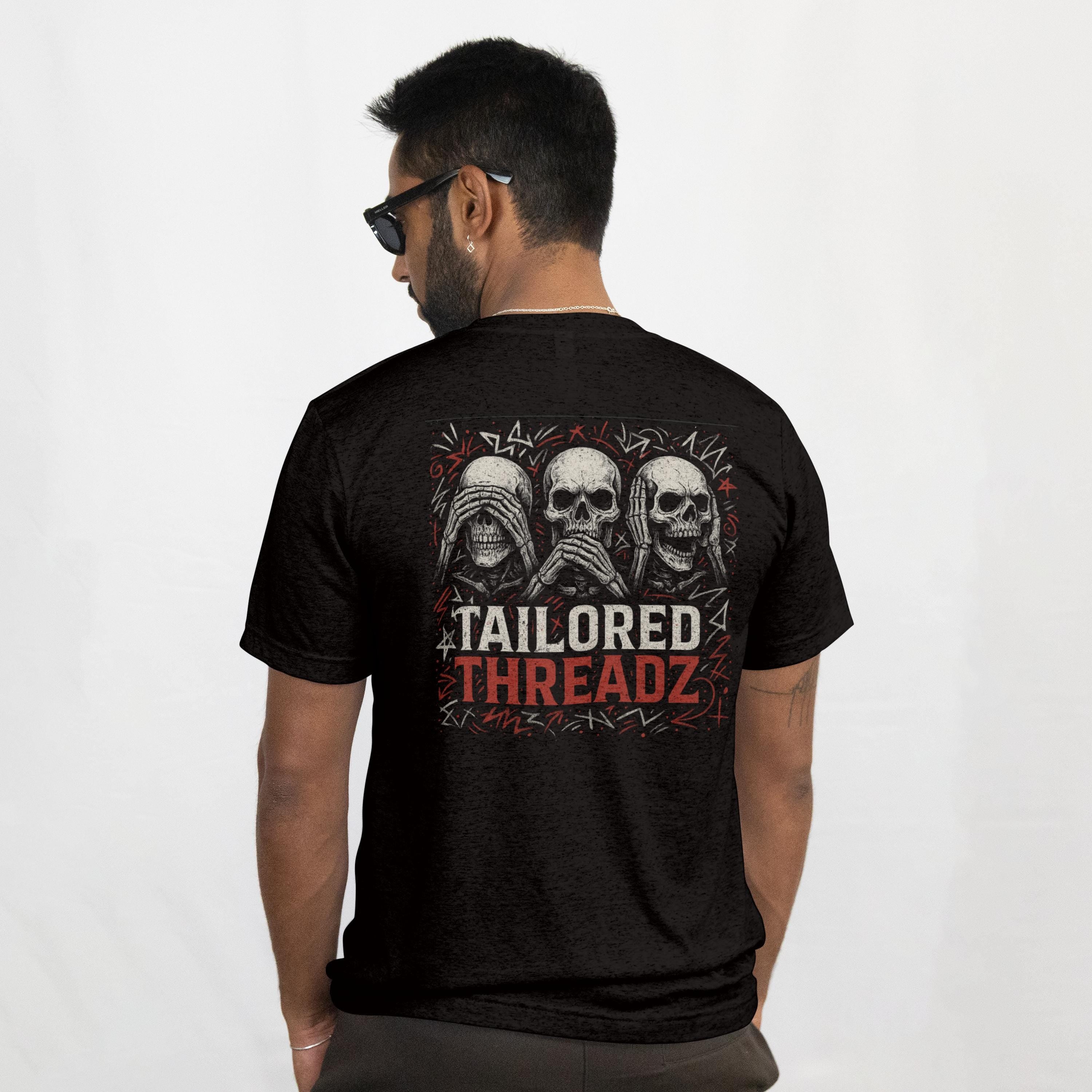 See No Evil Skull Graphic Tee - Streetwear DTF Print - Bella Canvas 3001