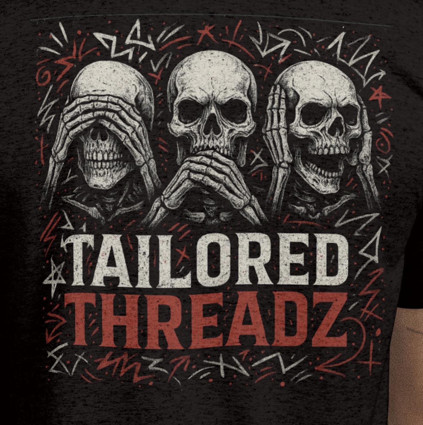 See No Evil Skull Graphic Tee - Streetwear DTF Print - Bella Canvas 3001