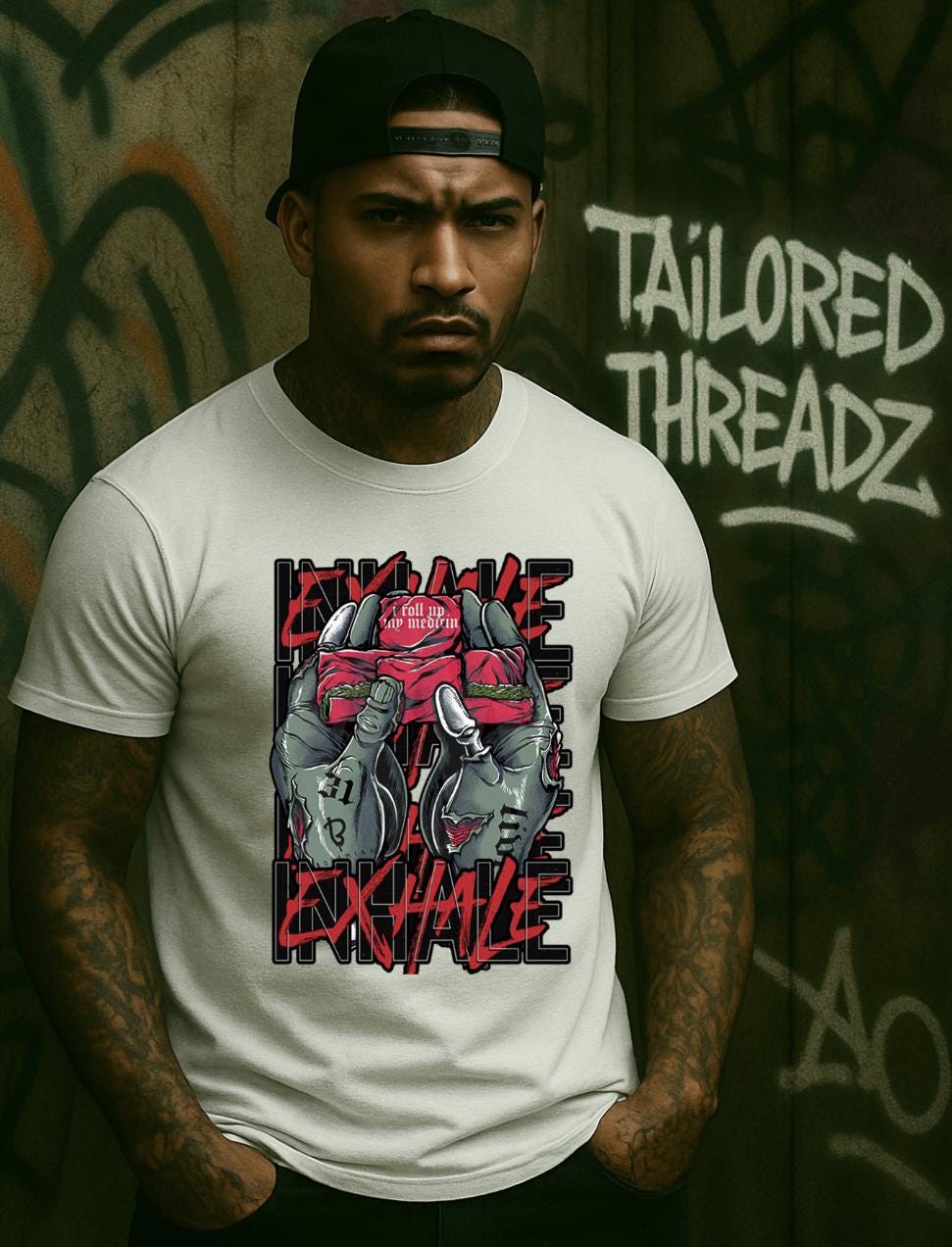 Exhale Weed Shirt | Stoner Streetwear Graphic Tee | 420 Smoke Art T-Shirt | Graffiti Urban Fashion Tee