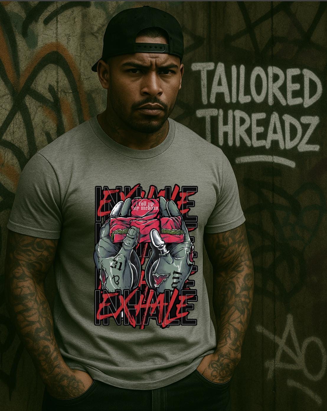 Exhale Weed Shirt | Stoner Streetwear Graphic Tee | 420 Smoke Art T-Shirt | Graffiti Urban Fashion Tee