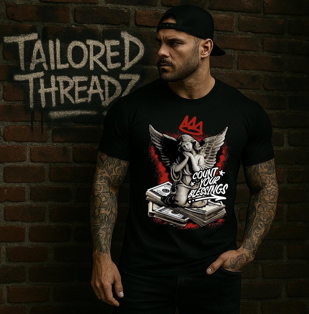 Angel Graphic Tee: Count Your Blessings - Urban Streetwear Top