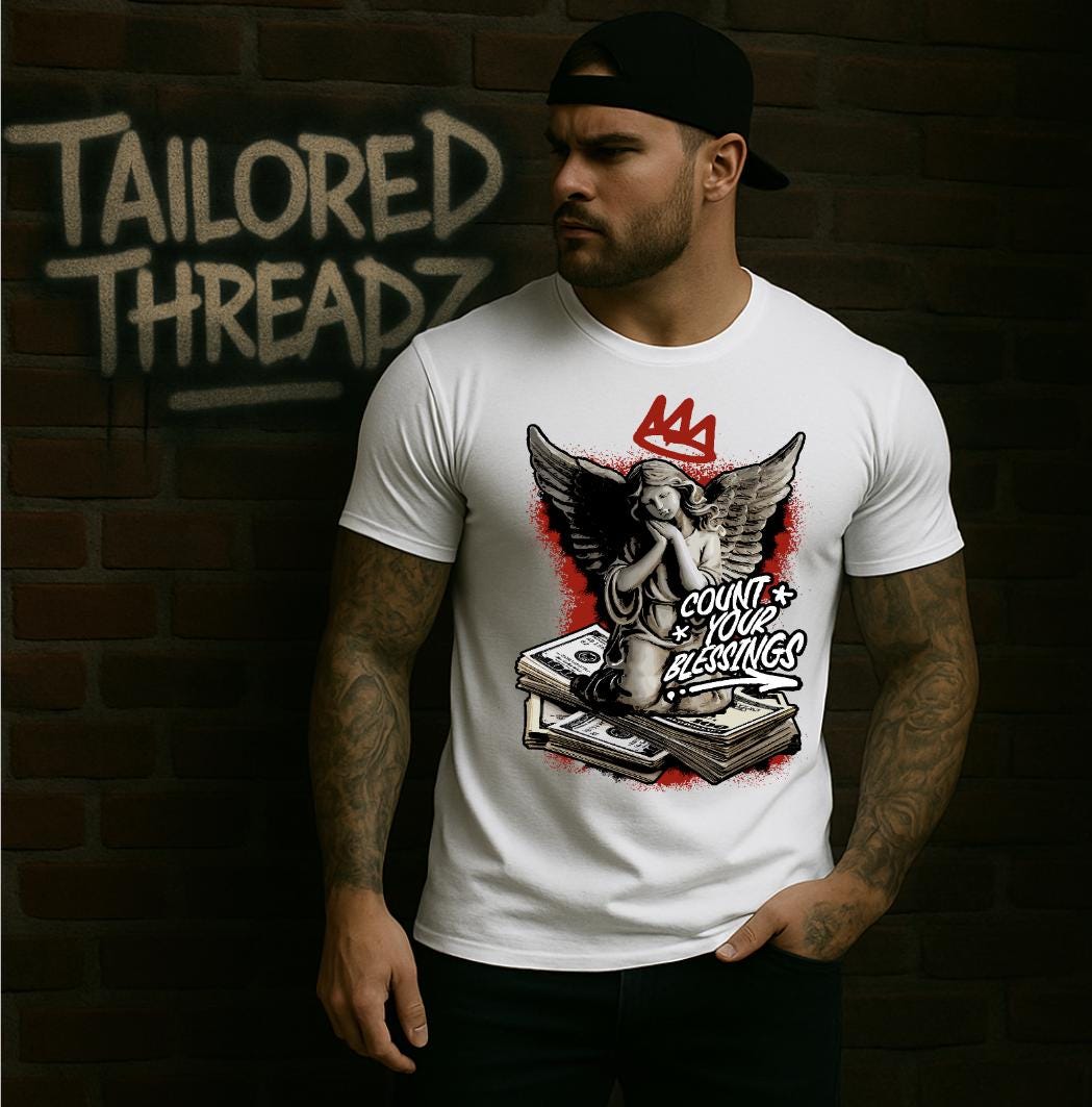 Angel Graphic Tee: Count Your Blessings - Urban Streetwear Top
