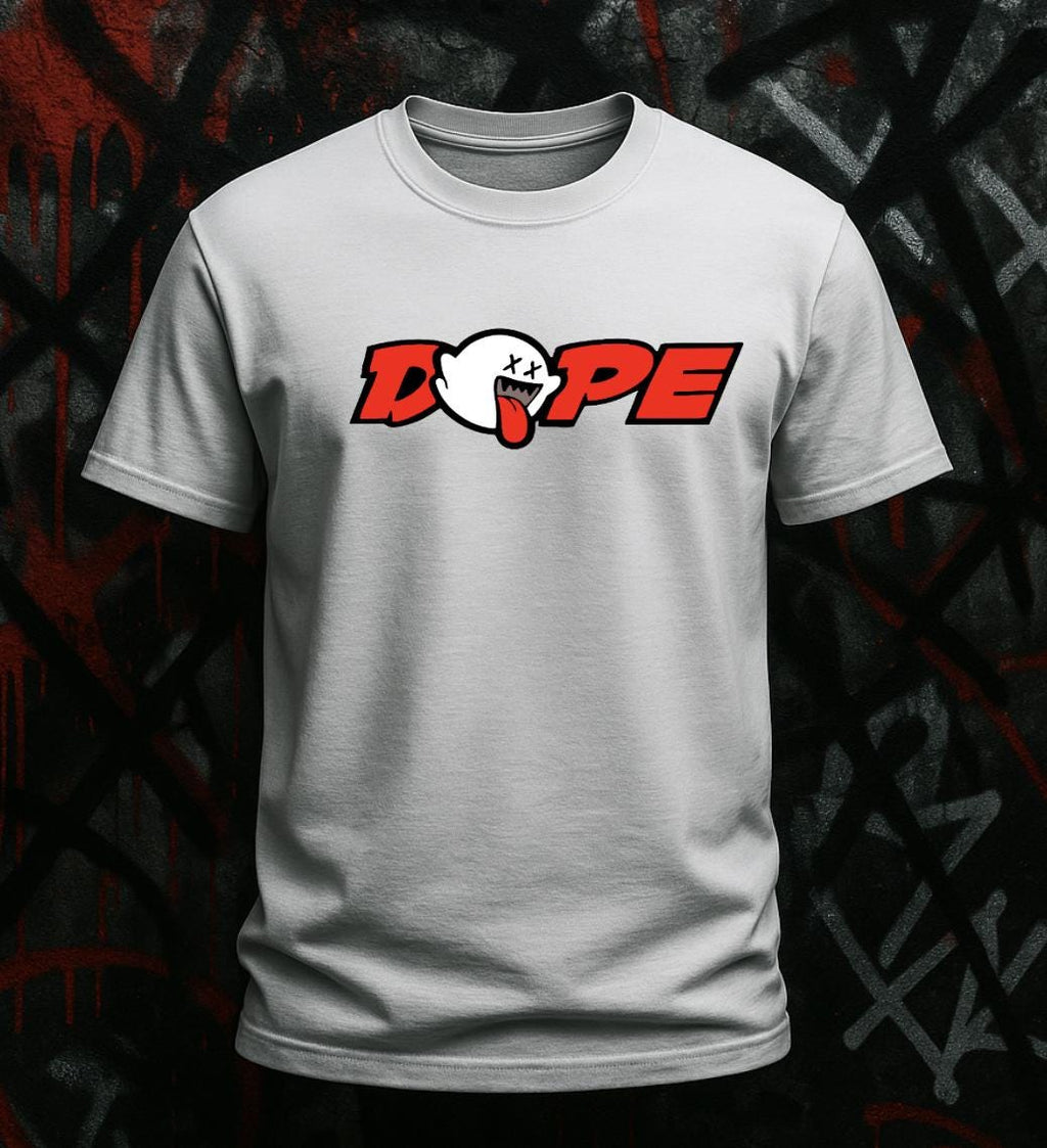 DOPE Parody T-Shirt – Funny Cartoon Ghost Tee – Streetwear Graphic Shirt – Urban Fashion Top