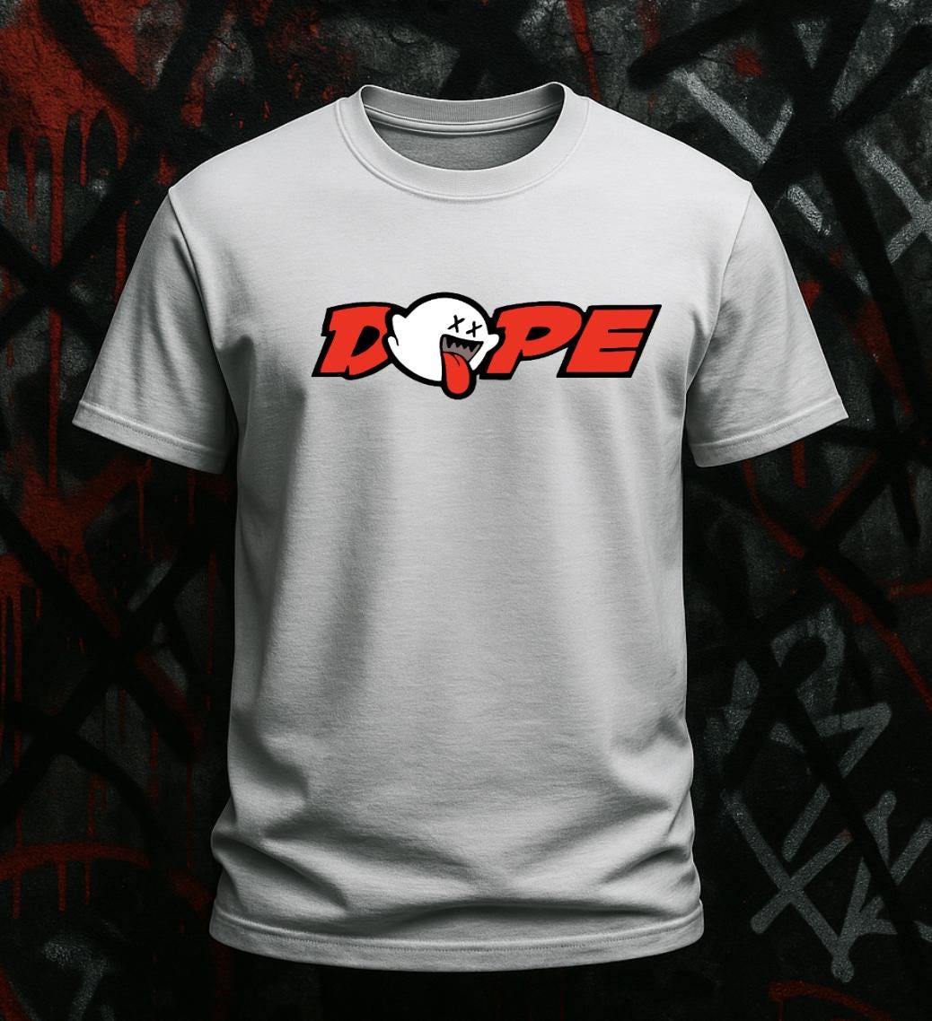 DOPE Parody T-Shirt – Funny Cartoon Ghost Tee – Streetwear Graphic Shirt – Urban Fashion Top