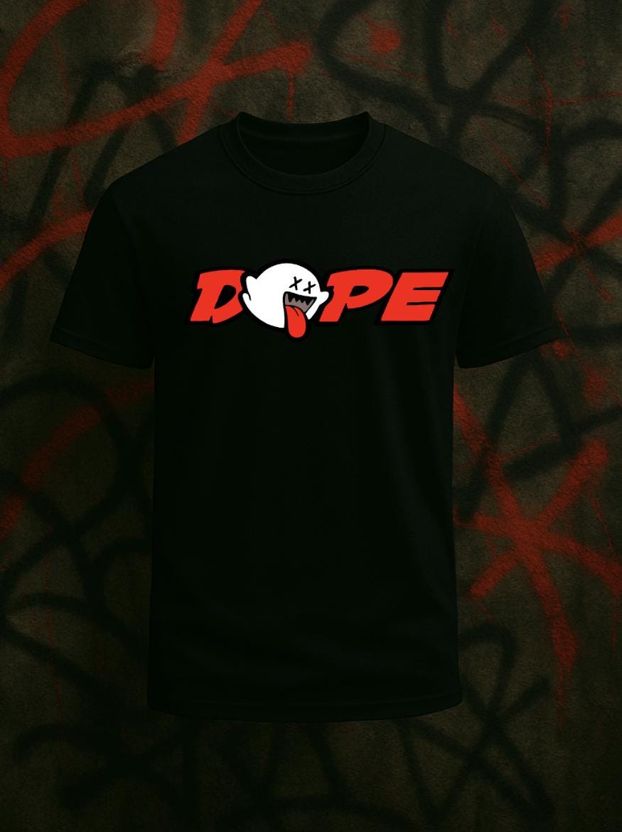 DOPE Parody T-Shirt – Funny Cartoon Ghost Tee – Streetwear Graphic Shirt – Urban Fashion Top