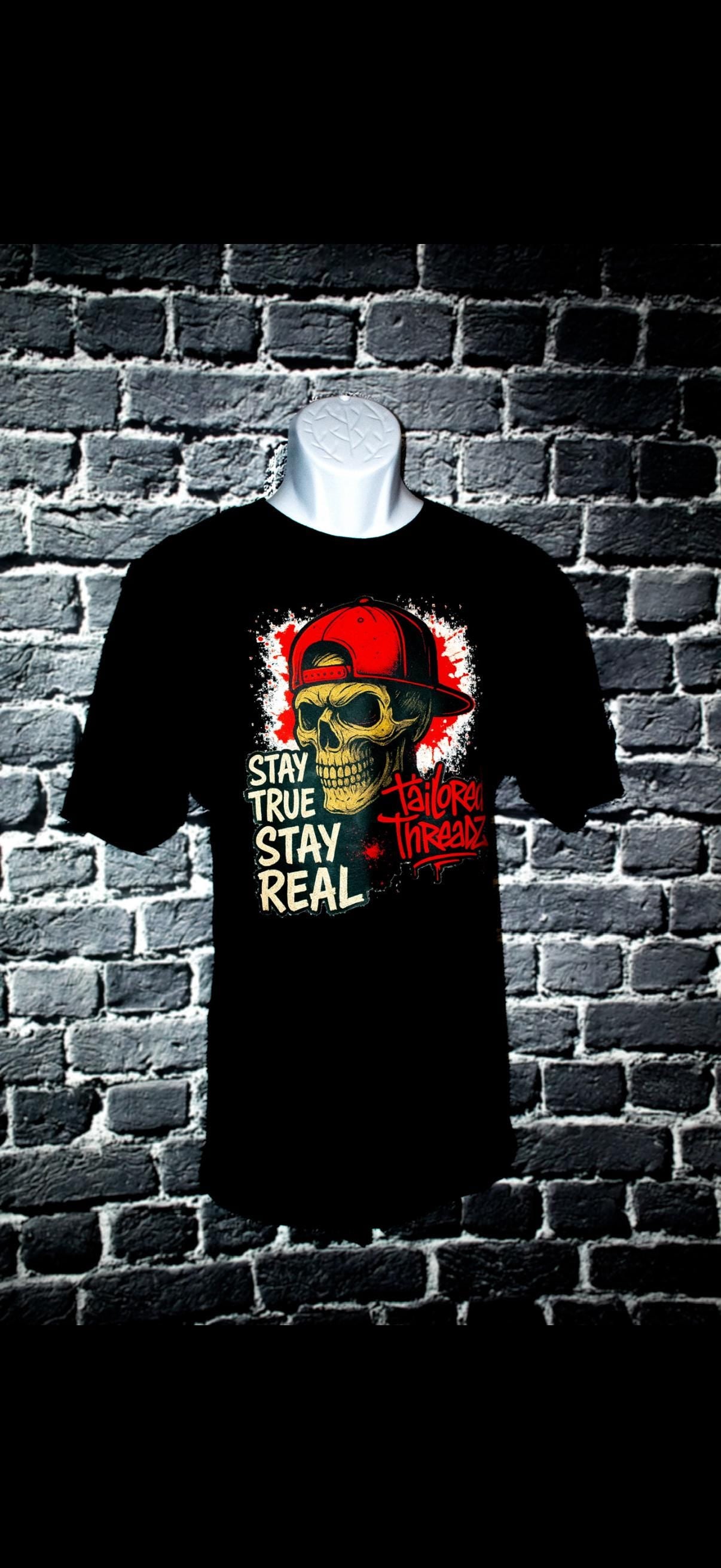 Skull Graffiti T-Shirt: Urban Streetwear Tee, Red Snapback