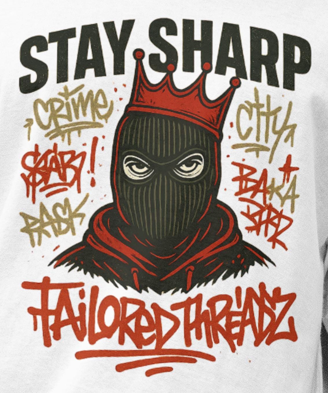 Urban Graffiti T-Shirt: Crown Mask Design - Bella+Canvas 3001