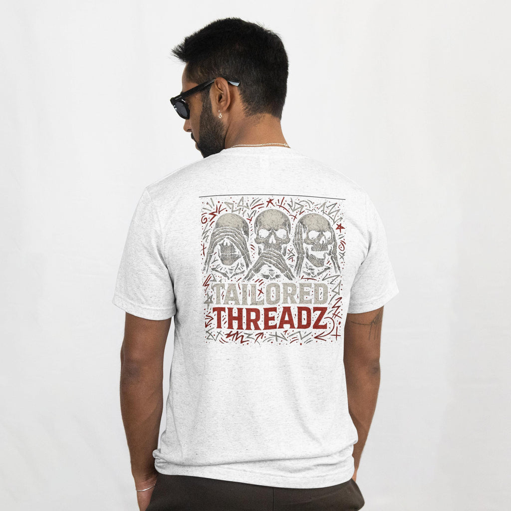 See No Evil Skull Graphic Tee - Streetwear DTF Print - Bella Canvas 3001