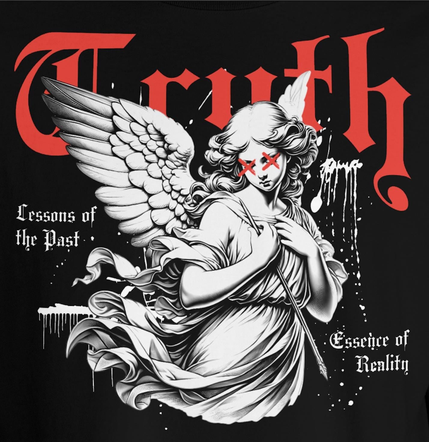 Gothic Angel Graphic Tee: Tattoo Art Streetwear - Bella+Canvas 3001