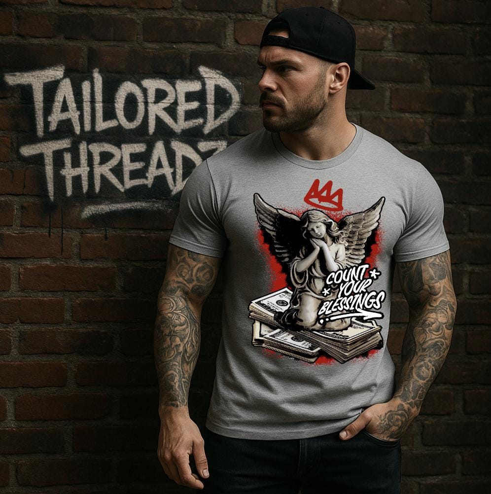 Angel Graphic Tee: Count Your Blessings - Urban Streetwear Top