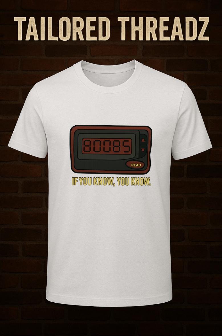 Retro 80085 Pager T-Shirt: Funny 90s Nostalgia Graphic Tee