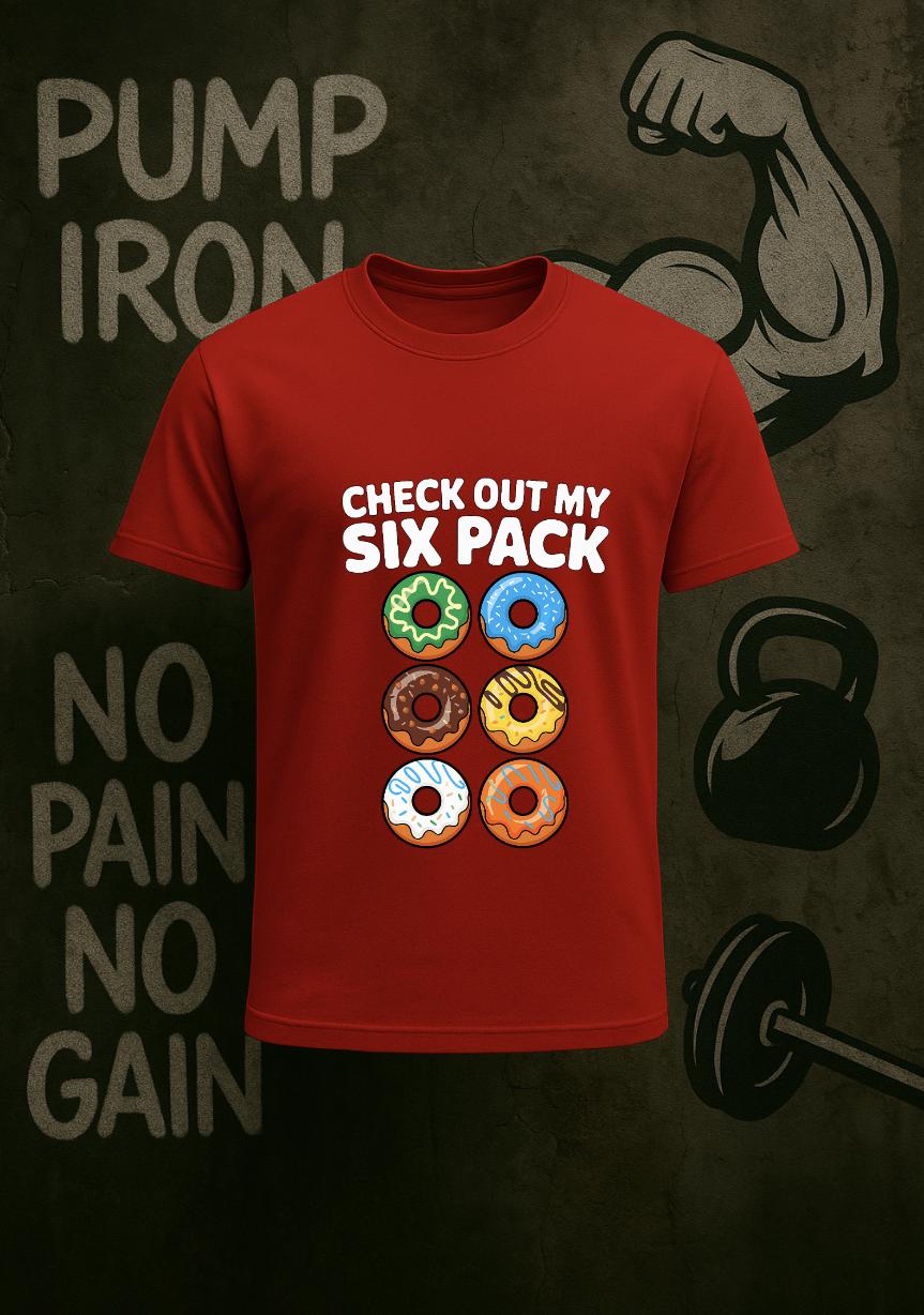 Funny Donut Six Pack Gym Shirt: Fitness Humor Tee