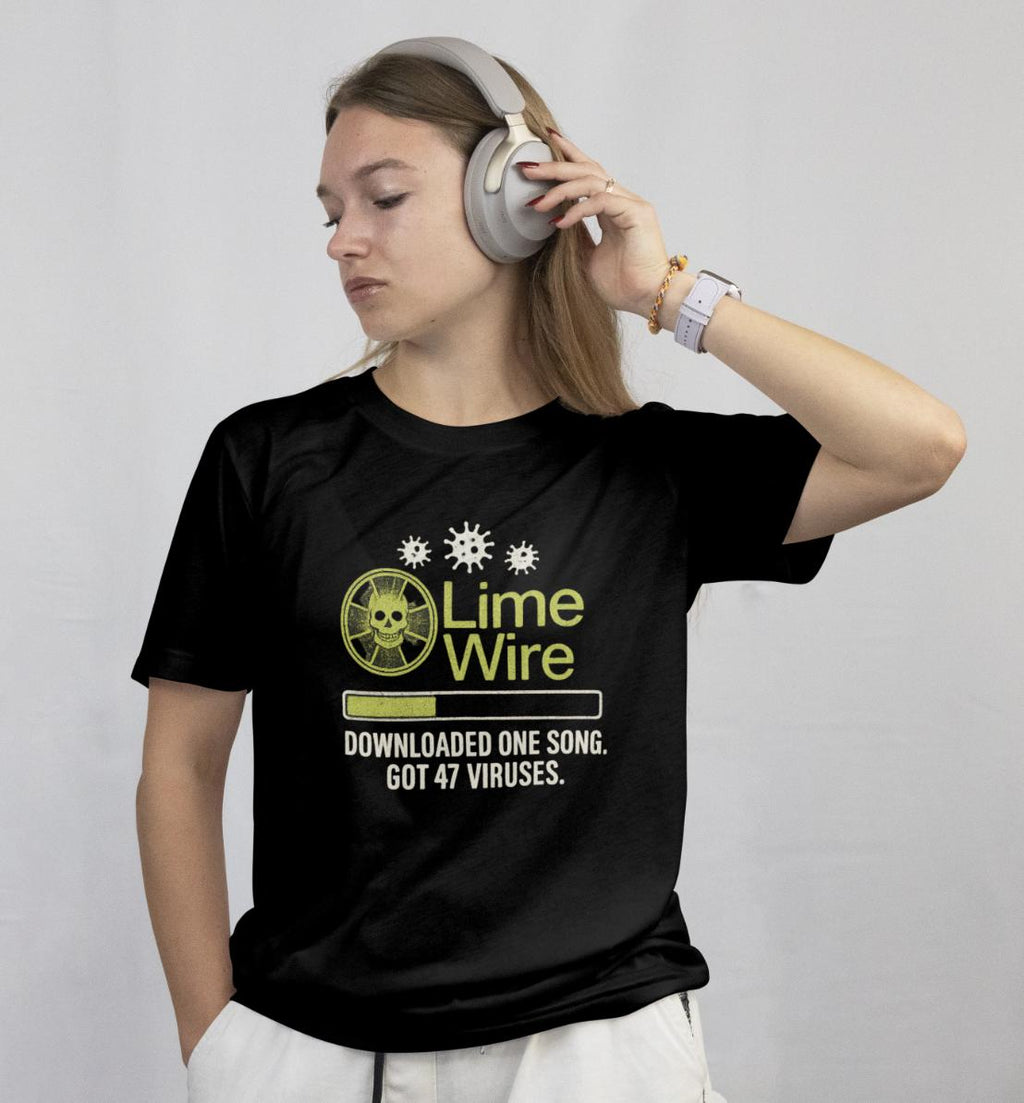 LimeWire Funny T-Shirt – 2000s Nostalgia Tee – Viral Meme Graphic Shirt | Y2K Retro Internet Humor