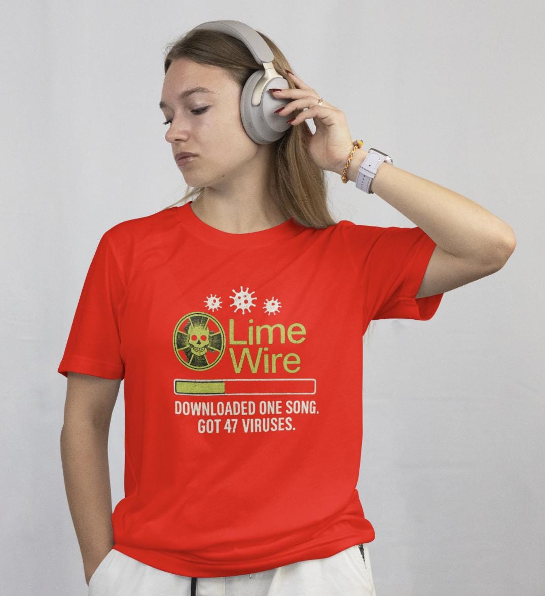 LimeWire Funny T-Shirt – 2000s Nostalgia Tee – Viral Meme Graphic Shirt | Y2K Retro Internet Humor