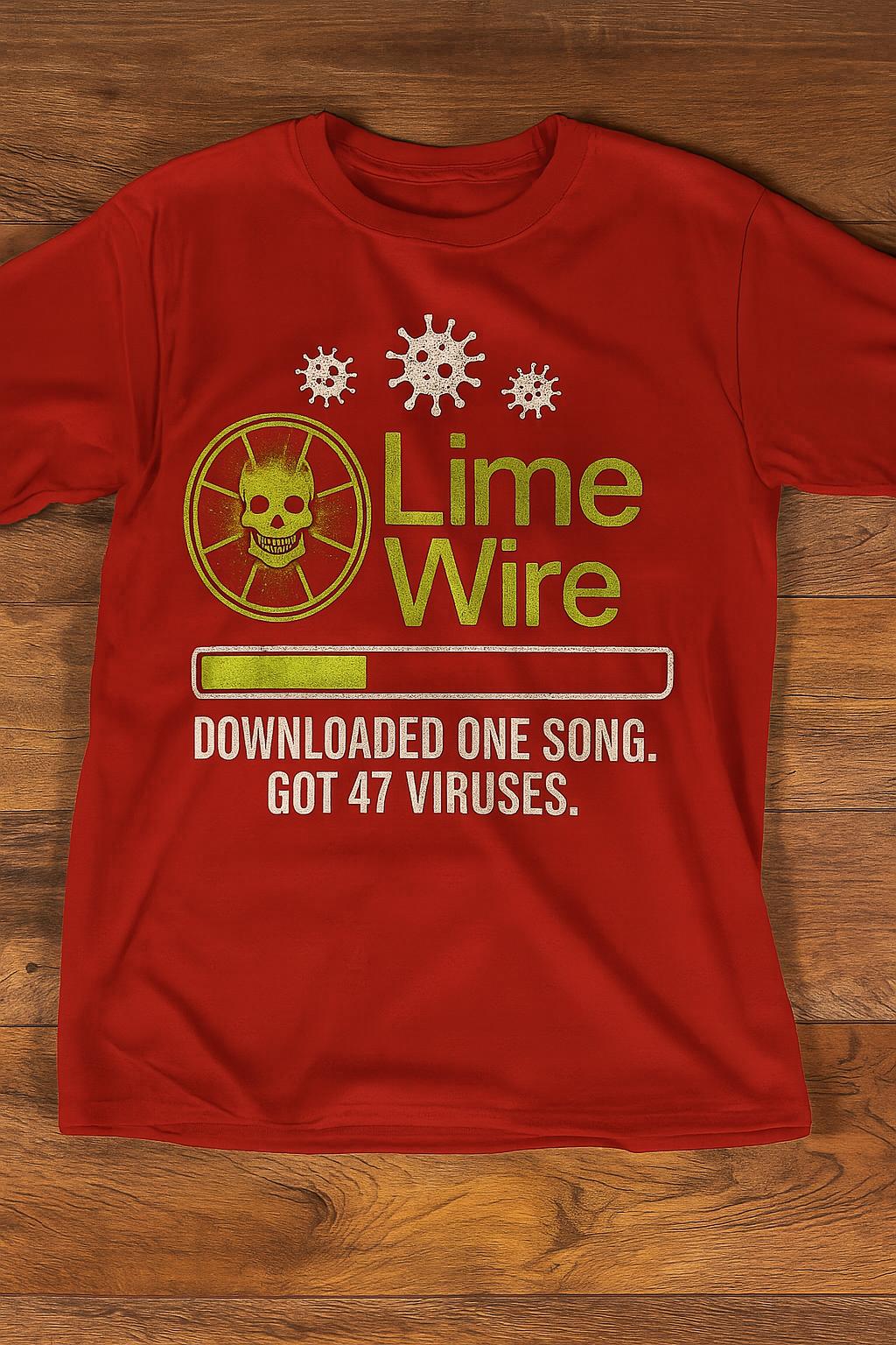 LimeWire Funny T-Shirt – 2000s Nostalgia Tee – Viral Meme Graphic Shirt | Y2K Retro Internet Humor