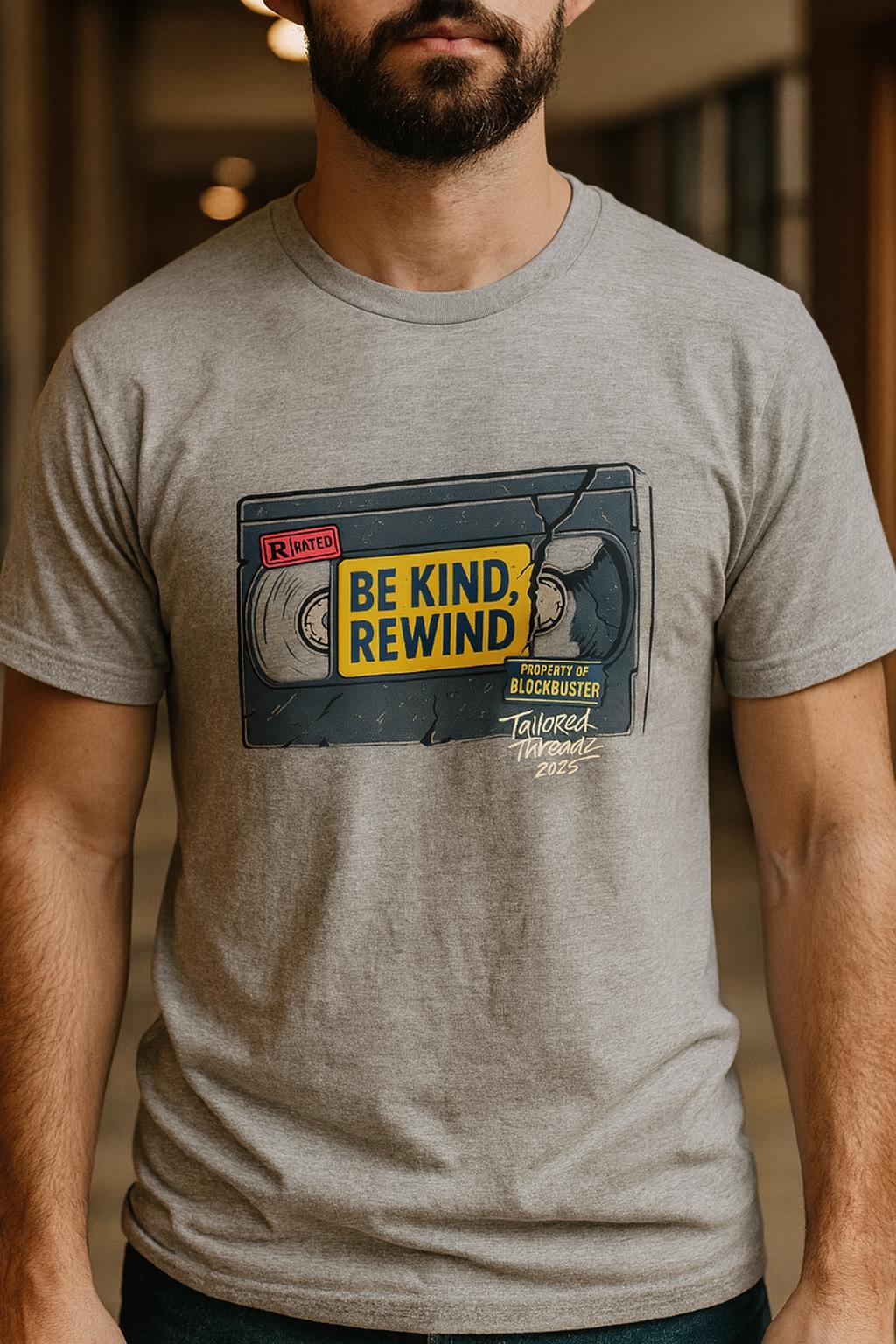 Retro "Be Kind Rewind" T-Shirt: 90s Blockbuster VHS Tee
