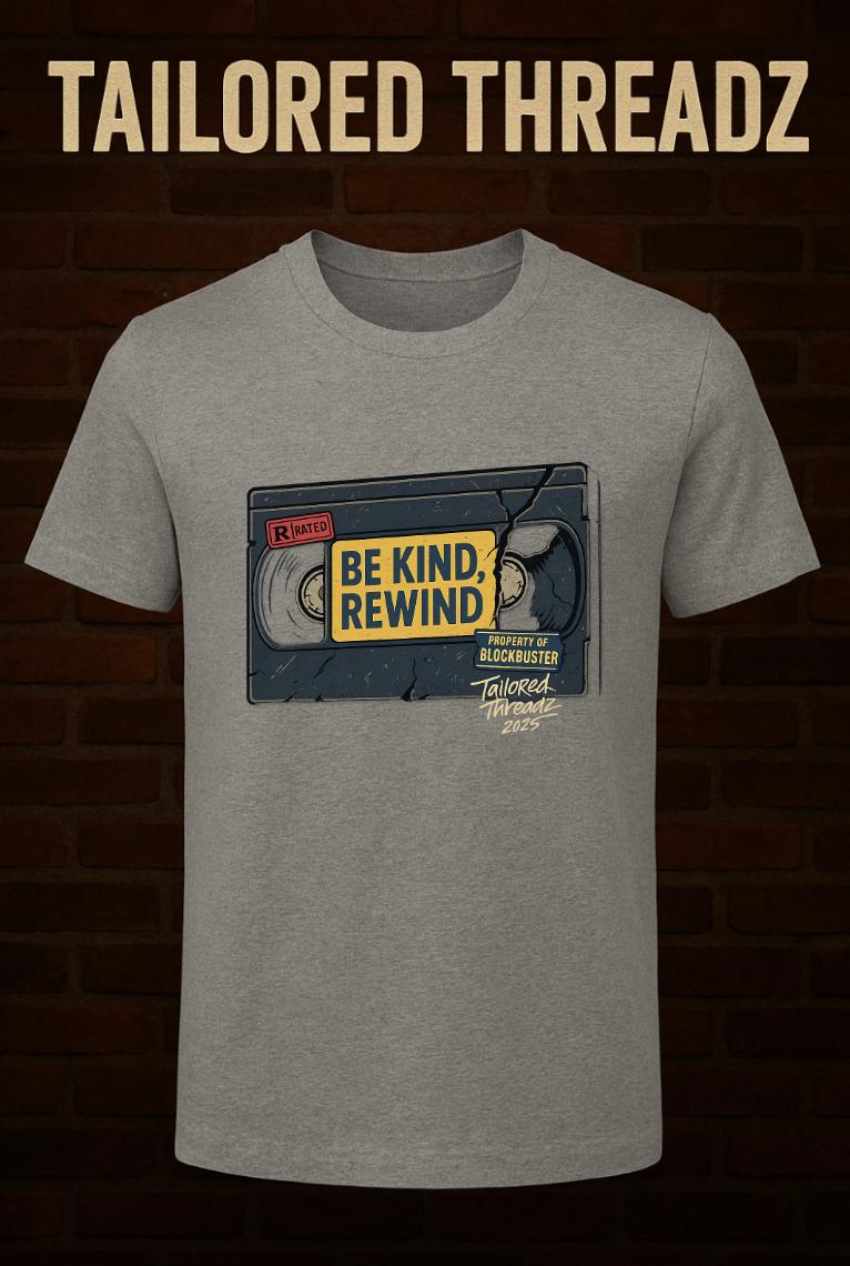 Retro "Be Kind Rewind" T-Shirt: 90s Blockbuster VHS Tee