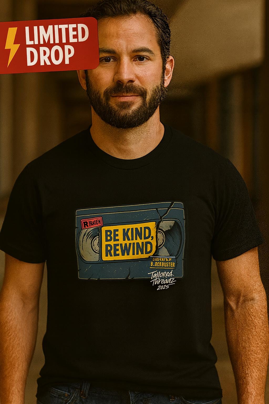 Retro "Be Kind Rewind" T-Shirt: 90s Blockbuster VHS Tee