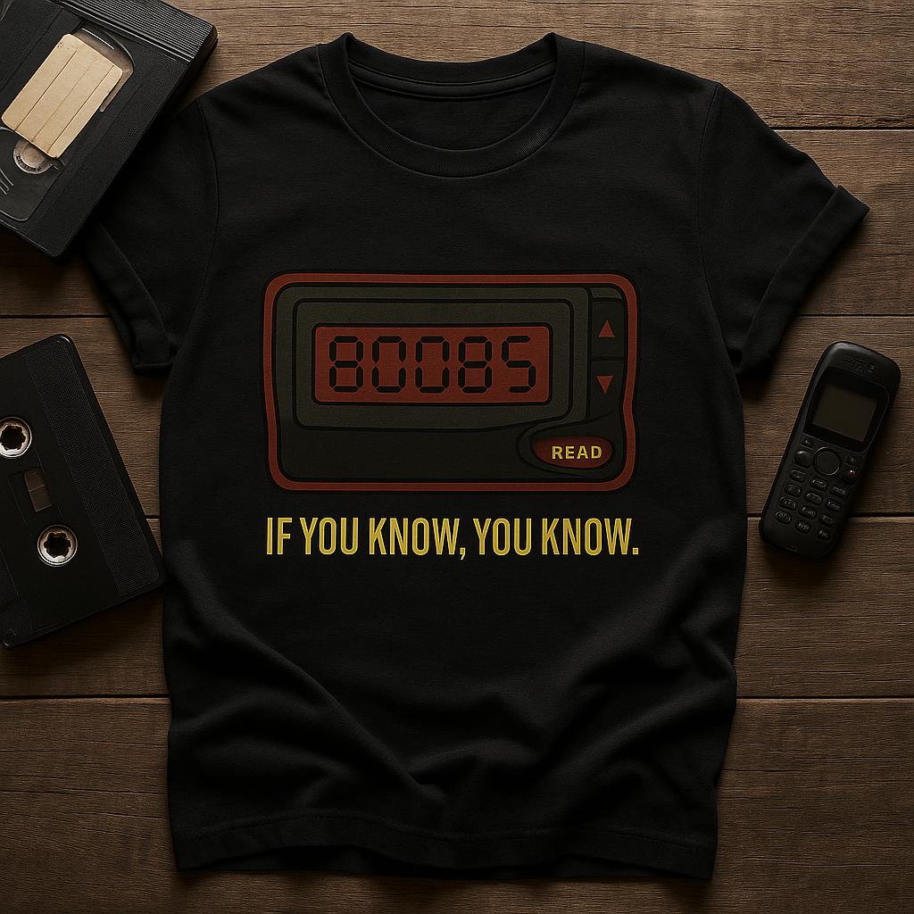 Retro 80085 Pager T-Shirt: Funny 90s Nostalgia Graphic Tee