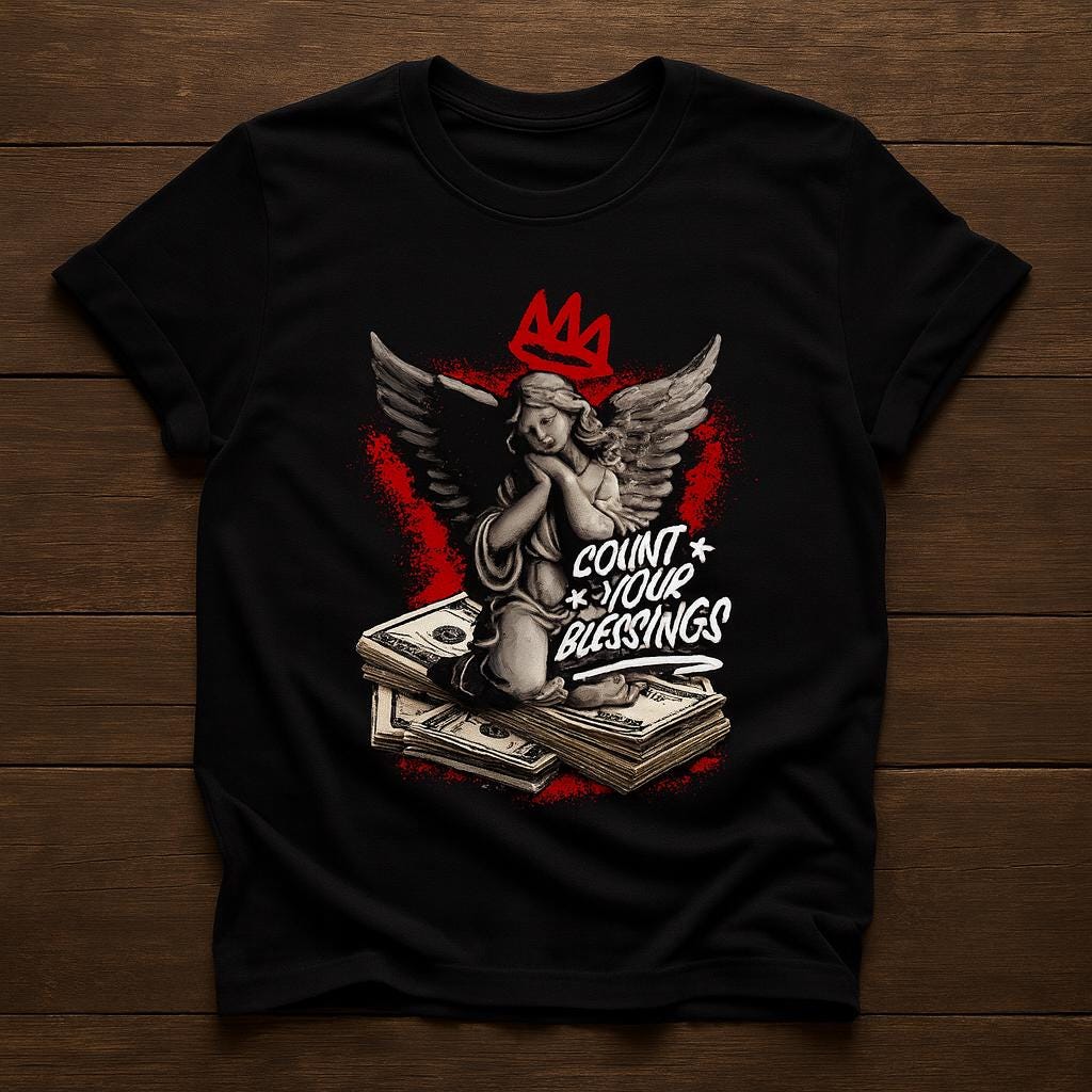 Angel Graphic Tee: Count Your Blessings - Urban Streetwear Top