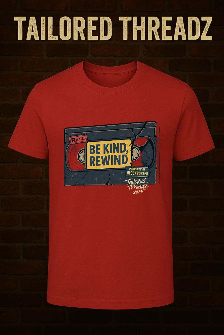 Retro "Be Kind Rewind" T-Shirt: 90s Blockbuster VHS Tee