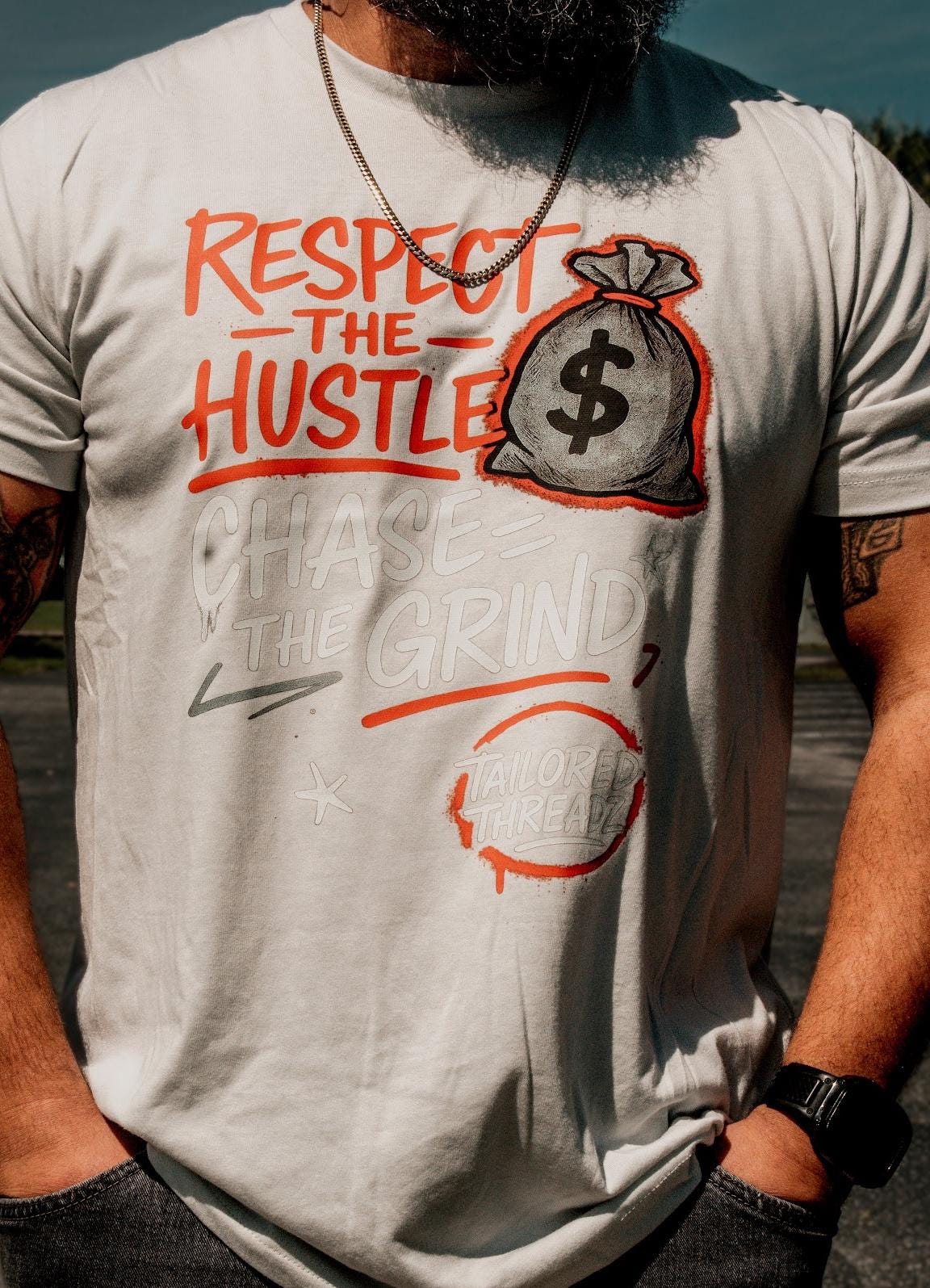 Respect the Hustle Graphic Tee: Urban Streetwear Motivation Shirt