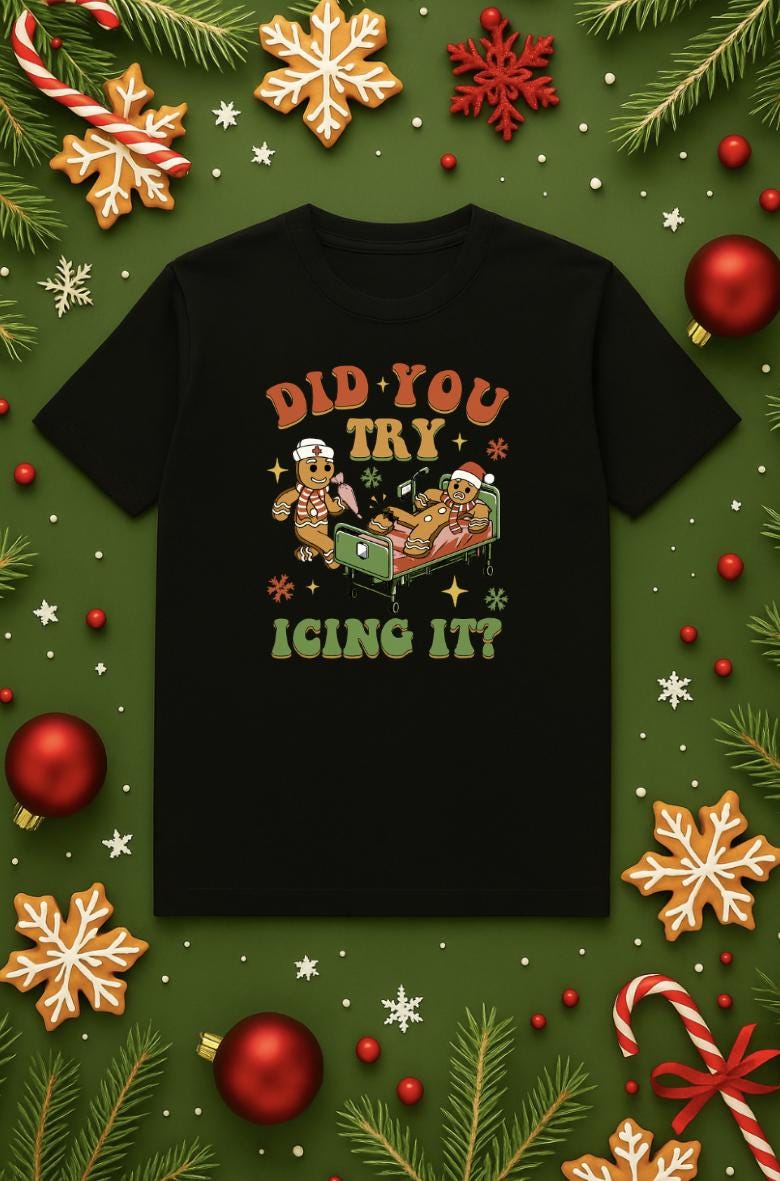Funny Christmas Shirt | Did You Try Icing It? Gingerbread Pun Tee | Holiday Baking Humor Shirt | Festive Bella + Canvas Gift