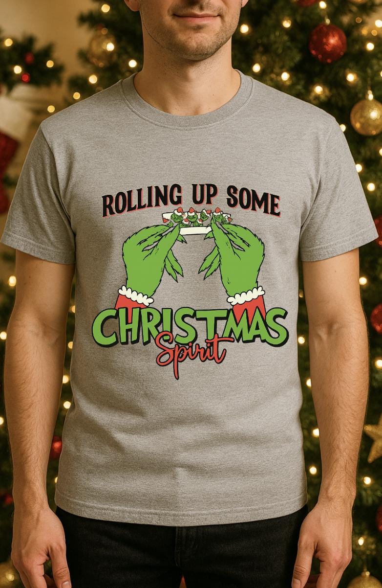 Rolling Up Some Christmas Spirit Shirt | Funny Holiday Humor Tee | Adult Stoner Xmas Gift