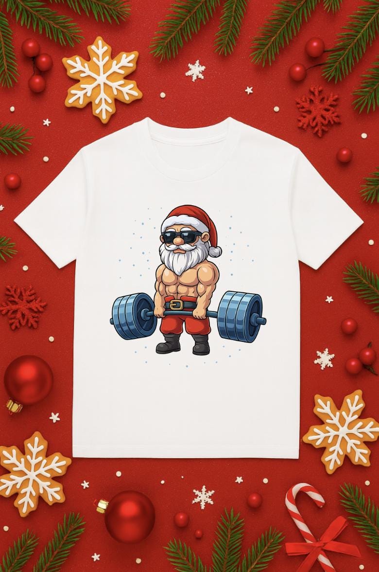 Muscle Shirt | Funny Christmas Workout Tee | Jacked Santa Claus Weightlifting Shirt | Holiday Gym T-Shirt