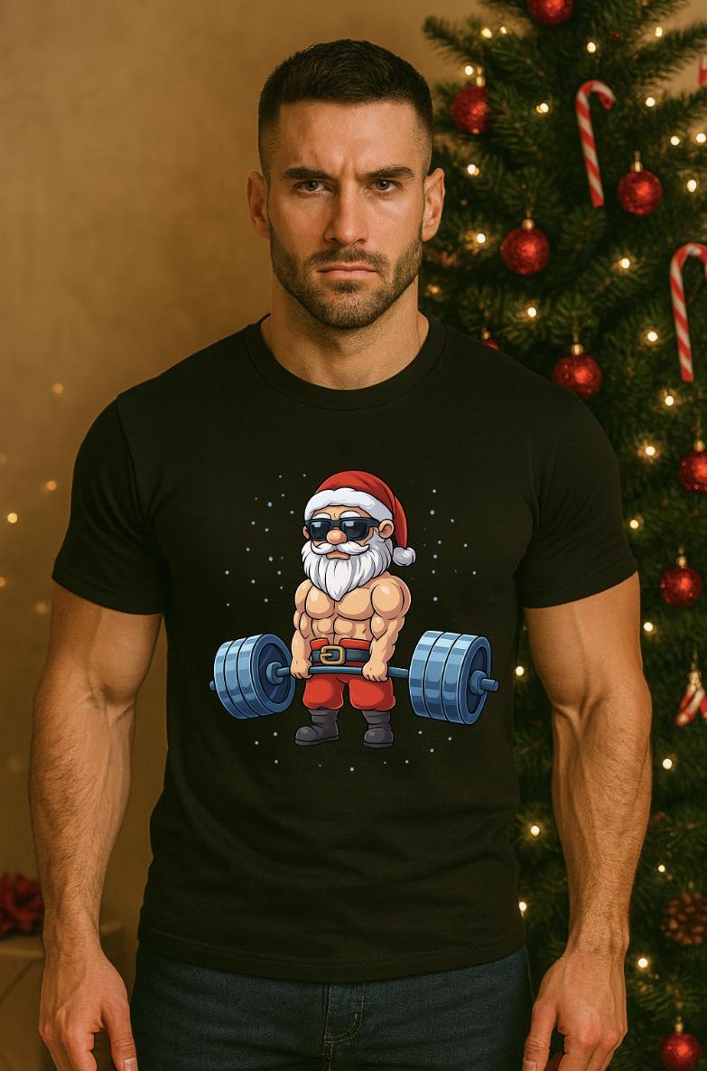 Muscle Shirt | Funny Christmas Workout Tee | Jacked Santa Claus Weightlifting Shirt | Holiday Gym T-Shirt