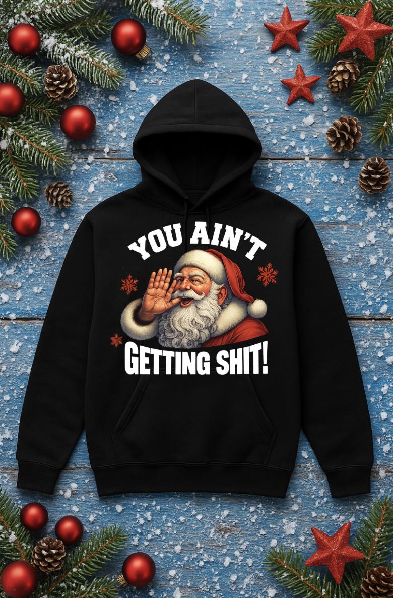 Funny Christmas Hoodie for Adults | Rude Santa Hoodie | Offensive Holiday Sweatshirt | Sarcastic Xmas Gift for Men or Women